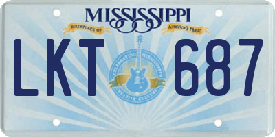 MS license plate LKT687