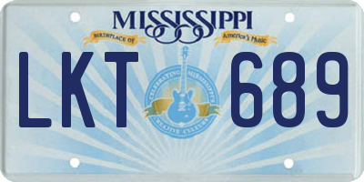 MS license plate LKT689