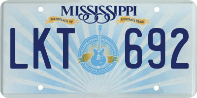 MS license plate LKT692