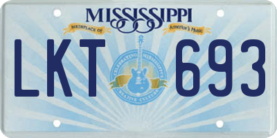 MS license plate LKT693