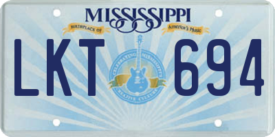 MS license plate LKT694