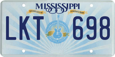 MS license plate LKT698