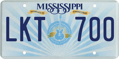 MS license plate LKT700