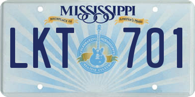 MS license plate LKT701