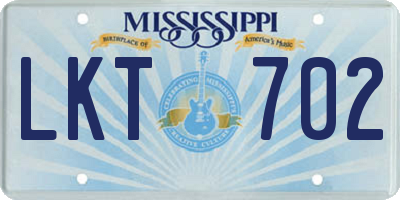 MS license plate LKT702