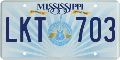 MS license plate LKT703