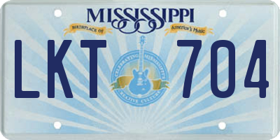 MS license plate LKT704