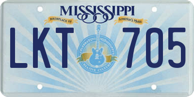 MS license plate LKT705