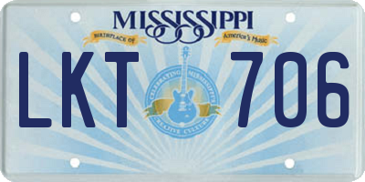 MS license plate LKT706