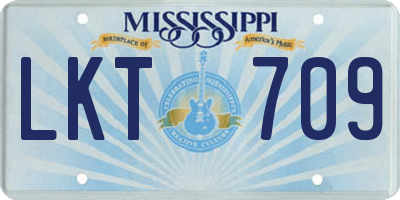 MS license plate LKT709