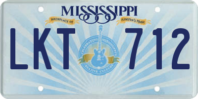 MS license plate LKT712