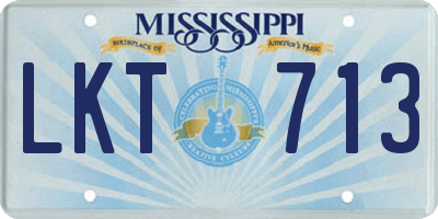 MS license plate LKT713
