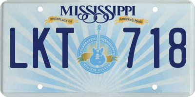 MS license plate LKT718