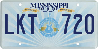 MS license plate LKT720
