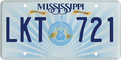 MS license plate LKT721