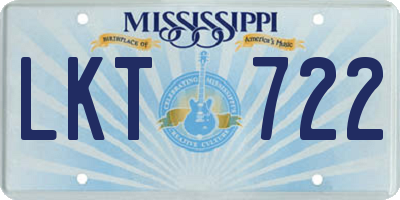MS license plate LKT722