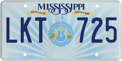 MS license plate LKT725