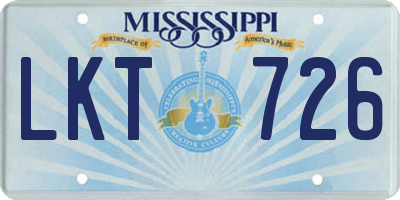 MS license plate LKT726