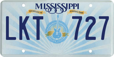 MS license plate LKT727
