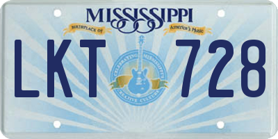 MS license plate LKT728