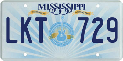 MS license plate LKT729