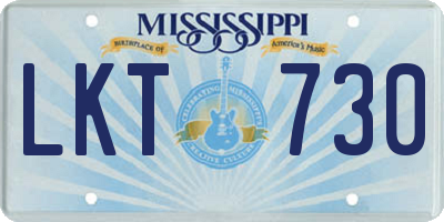 MS license plate LKT730