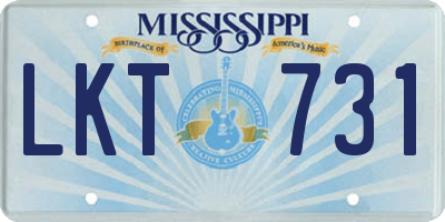 MS license plate LKT731