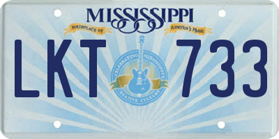 MS license plate LKT733