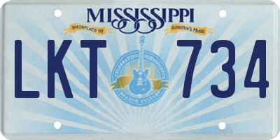 MS license plate LKT734