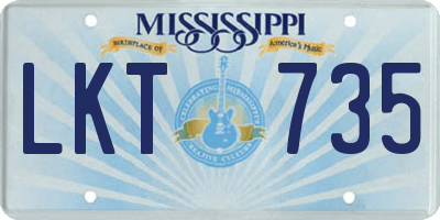 MS license plate LKT735