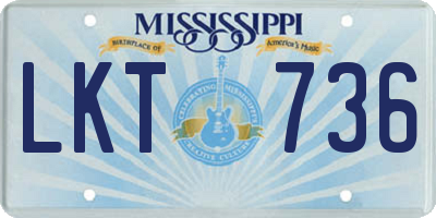 MS license plate LKT736