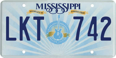 MS license plate LKT742