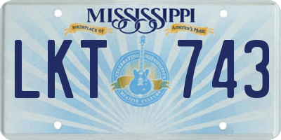MS license plate LKT743