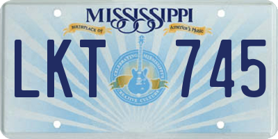 MS license plate LKT745