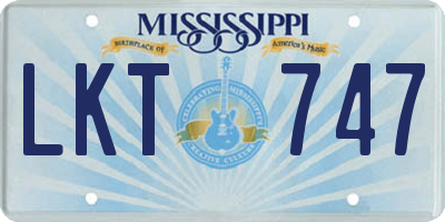 MS license plate LKT747