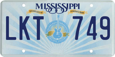 MS license plate LKT749