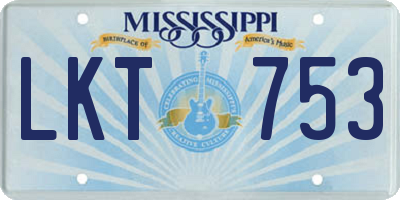 MS license plate LKT753