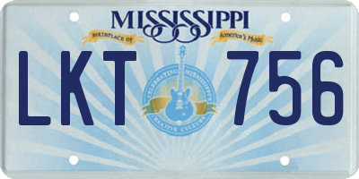 MS license plate LKT756