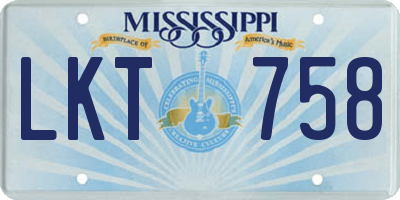 MS license plate LKT758
