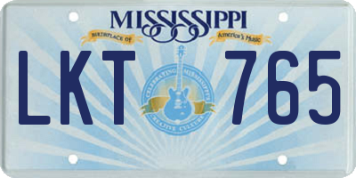 MS license plate LKT765