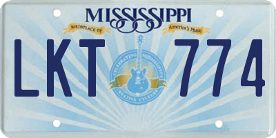MS license plate LKT774
