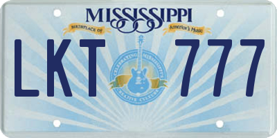MS license plate LKT777