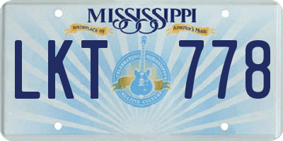 MS license plate LKT778