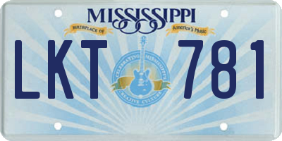 MS license plate LKT781
