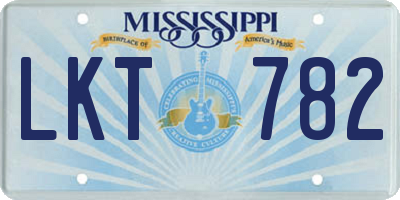MS license plate LKT782