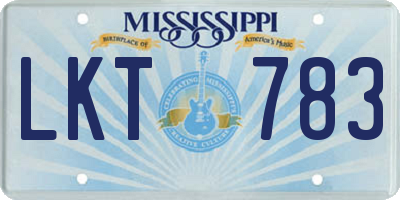 MS license plate LKT783