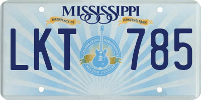 MS license plate LKT785