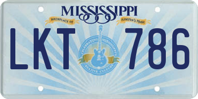 MS license plate LKT786
