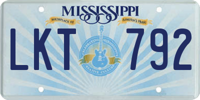 MS license plate LKT792