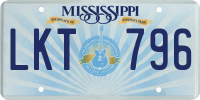 MS license plate LKT796